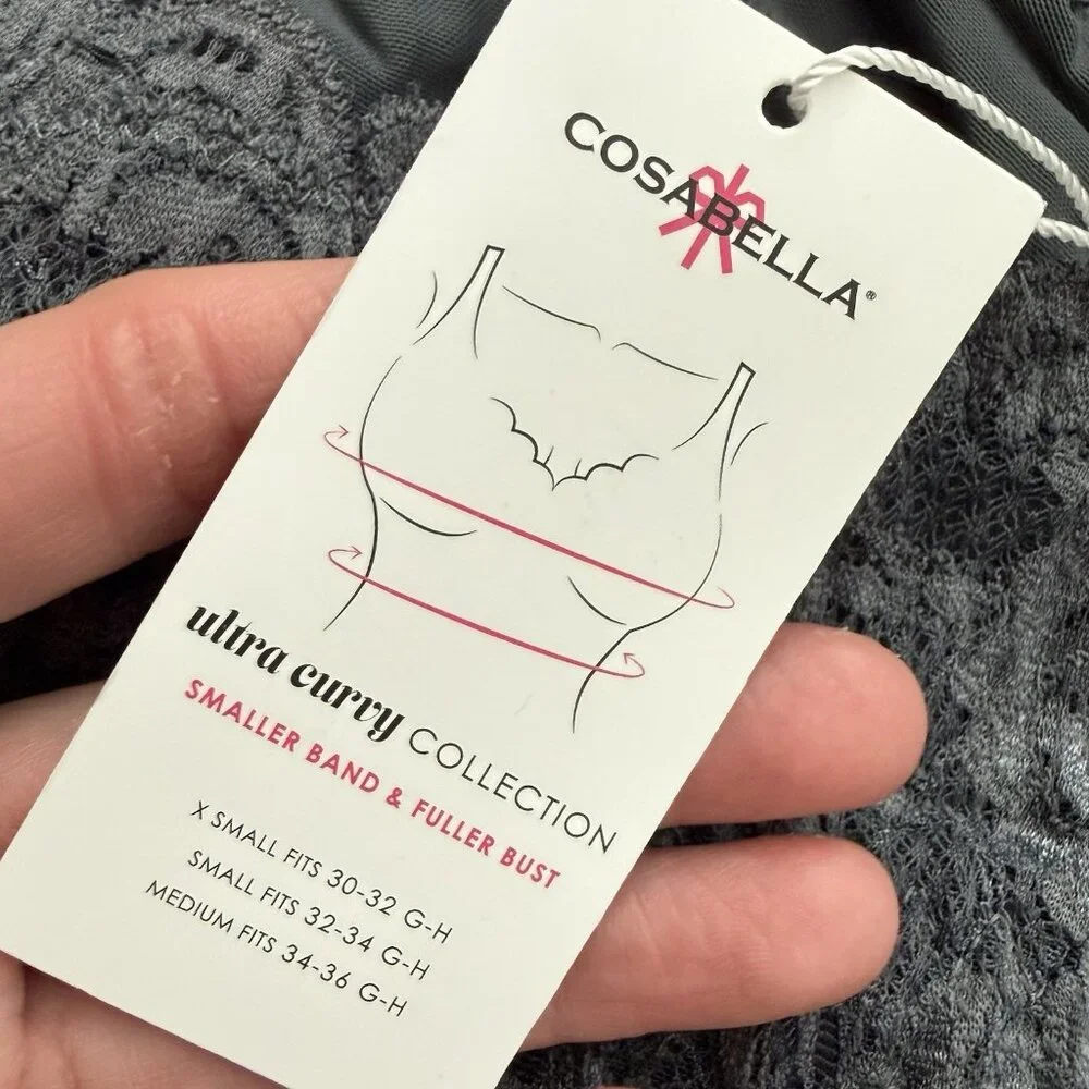 Cosabella Never Say Never Ultra Curvy Sweetie Bralette M Anthracite Lace NWT Bra - Picture 8 of 9
